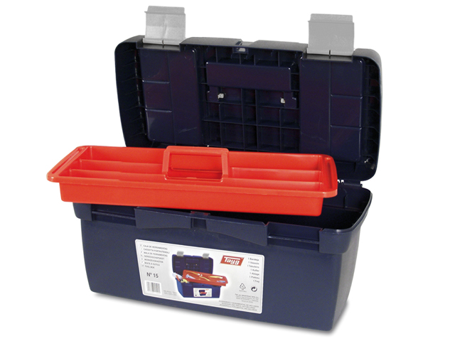 Ящик для инструмента пластмассовый 50x25,8x25,5см (с лотком) (мет. замки) (TAYG) - фото